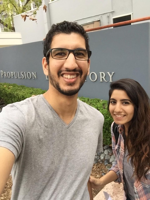 Taha Abbasi at NASA Jet Propulsion Laboratory entrance sign