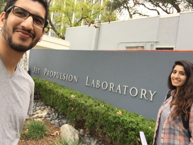 Taha Salahuddin Abbasi with NASA JPL Curiosity Mars Rover sign